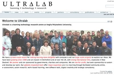New Ultralab Web Site screen